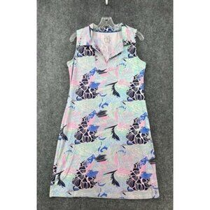Banana Boat Shift Dress UPF 50 Women’s Large Green Pink Floral Sleeveless Preppy